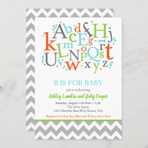 B est pour Baby Alphabet Baby shower Invitation