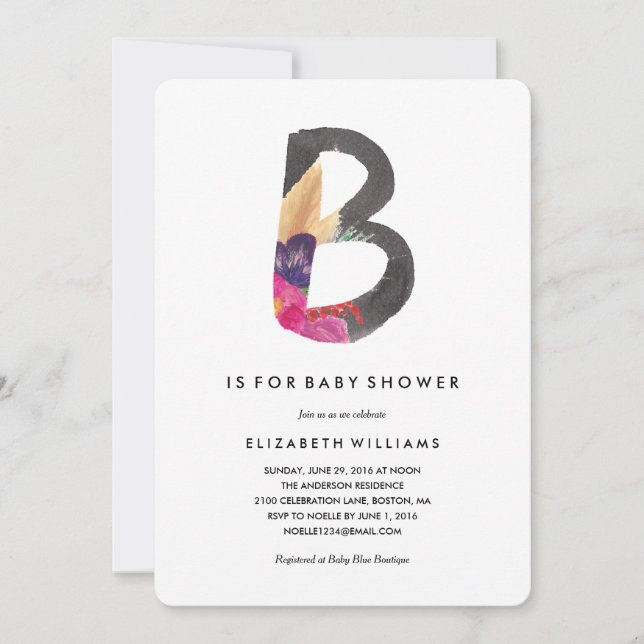 B est pour Baby shower Invitation (Devant)