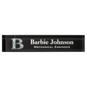 B Faux Diamond Desk Plaque signalétique