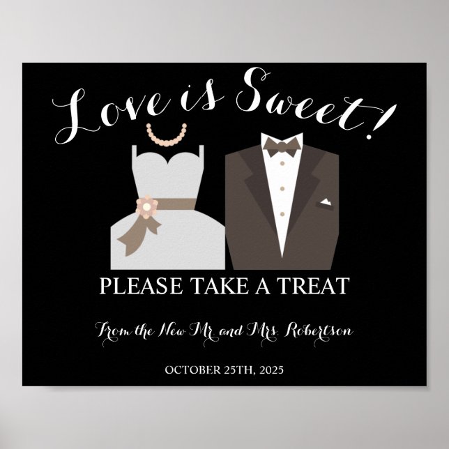 B & G Love is Sweet Bridal Shower Wedding Poster (Devant)