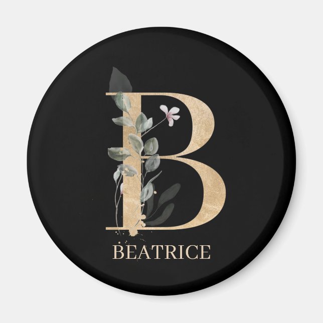 B Monogram Floral Personalized Magnet (Devant)