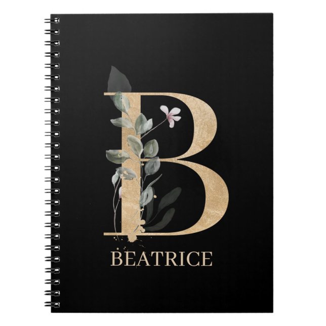 B Monogramme Floral Carnet personnalisé (Devant)