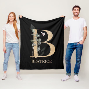 B Monogramme Floral Couverture en polaire personna