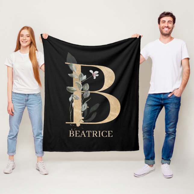 B Monogramme Floral Couverture en polaire personna (En situation)