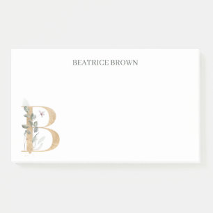 B Monogramme Floral Notes post-it personnalisées