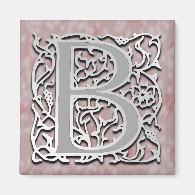 B Monogramme "Pierre d'argent" Magnet Carré (Devant)