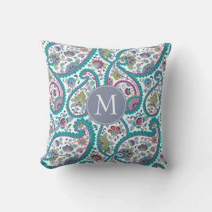 B Perse Boteh Paisley Motif Coussin de monogramme