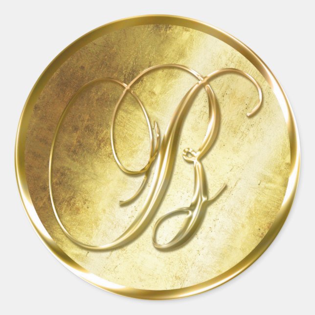 B Stickers d'enveloppe d'or Monogram Faux (Devant)