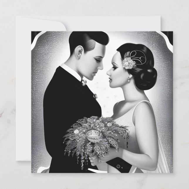 B&W Bride Groom & Bouquet (Devant)