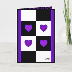 B&W Coeurs violets cassant carte blanche