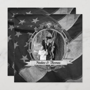 B&W Faire-part de mariage militaire avec photo