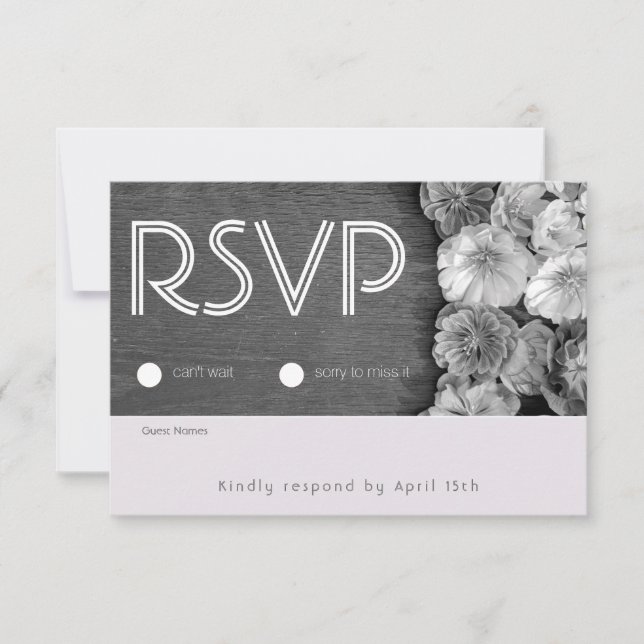 B & W Garden Hellebore Wood RSVP Card (Devant)