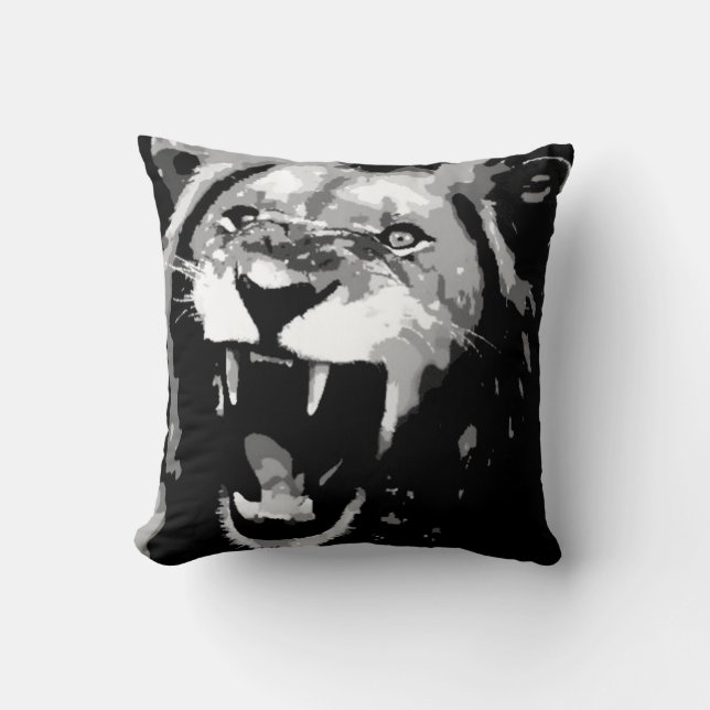 B&W Lion American MoJo Coussin (Recto)
