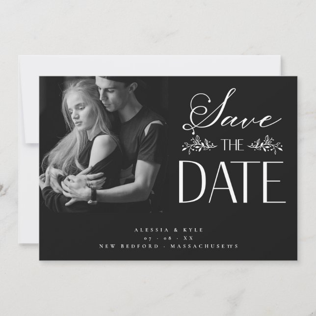 B&W Photo Couple Mariage Elégant Botanique  (Devant)