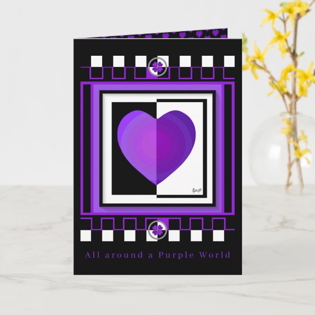 B&W Purple Hearts Battre carte blanche (Fleur jaune)