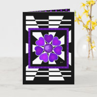 B&W Purple Hearts Battre la carte d'anniversaire