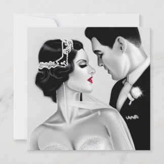 B&W Retro Art Déco Mariée et chambre Vintage