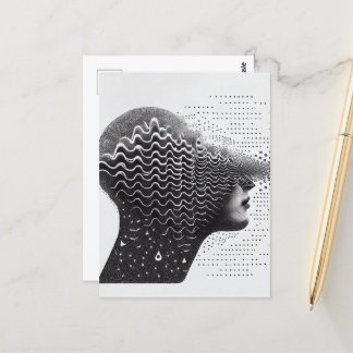 B&W Surreal Optique Illusion Carte Visage Femme