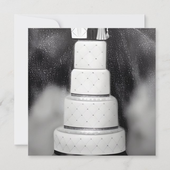B&W White Retro Mariage Cake (Devant)