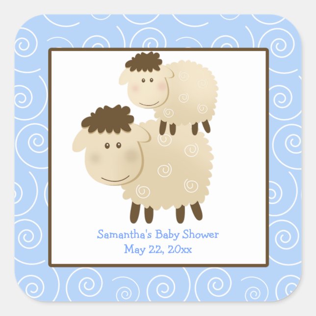 Baa Baa Mouton Bleu CARRÉ Favoriser Sticker (Devant)