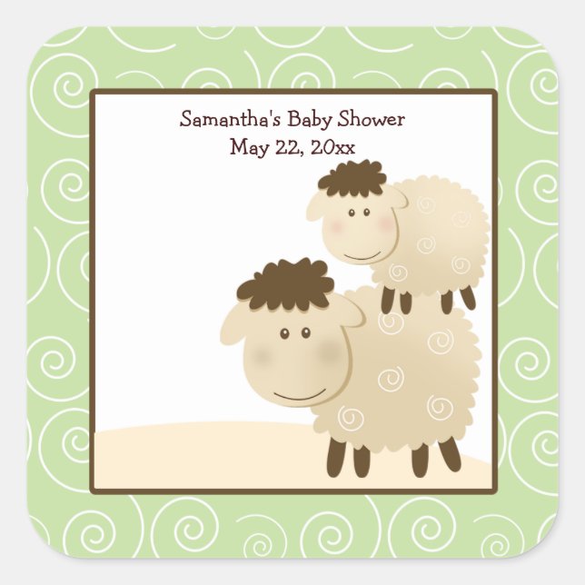 Baa Baa Mouton Neutre Vert CARRÉ Favoriser Sticker (Devant)