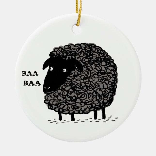 Baa Baa Mouton Noir Mignonne Ornement de vacances  (Devant)