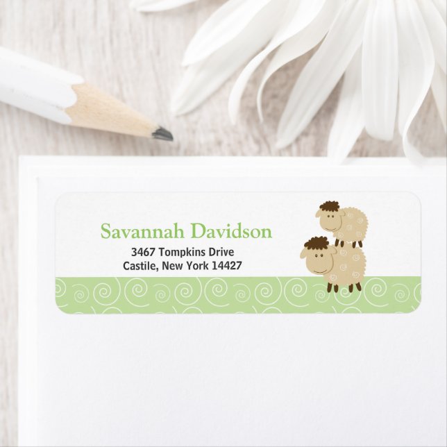 Baa Baa Sheep (Vert) Étiquettes de adresse sur mes (En situation)