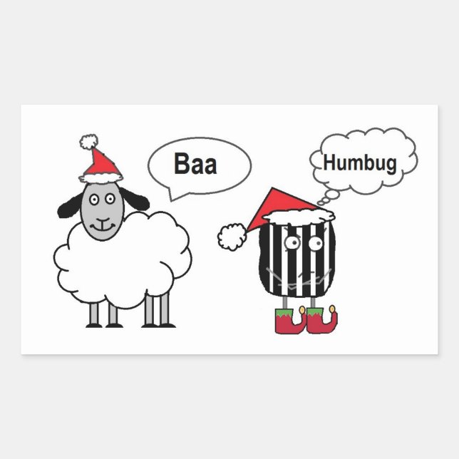 Baa Humbug Funny Festive Stickers Glossy (Devant)