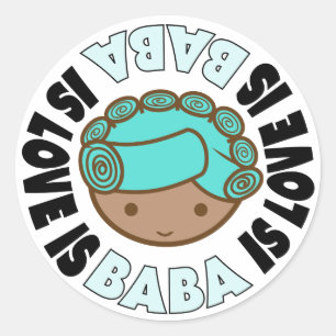 BABA IS LOVE gros autocollants ronds