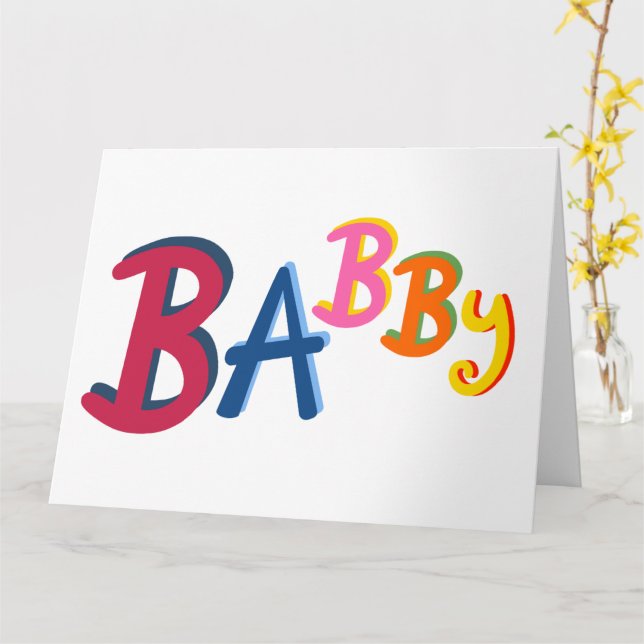 BABBY Black Pays Mots Nouvelle Carte Bébé (Fleur jaune)