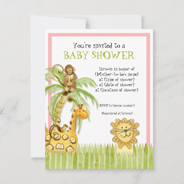 Babies de la Jungle, Invitation Baby shower de fil (Devant)