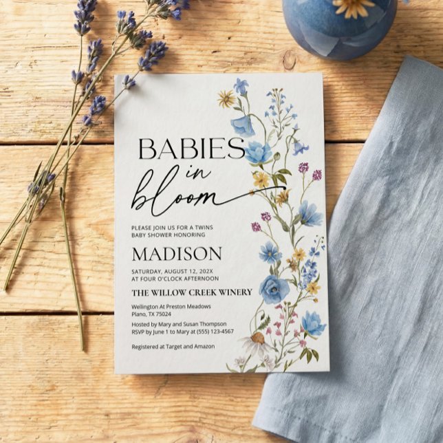 Babies in Bloom  | Twins Baby Shower Invitation (Créateur téléchargé)