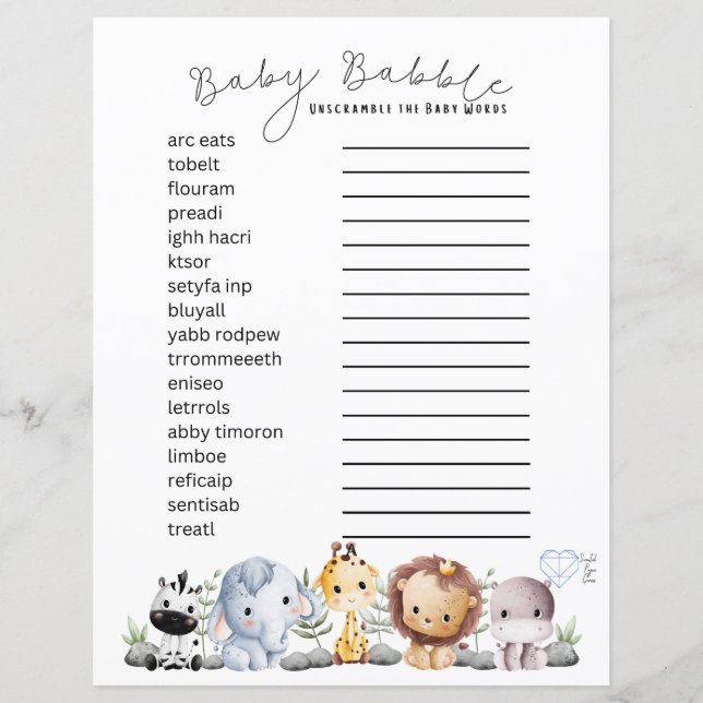 Babillage de bébé - Jeu de mots mêlés sur le thème (Devant)