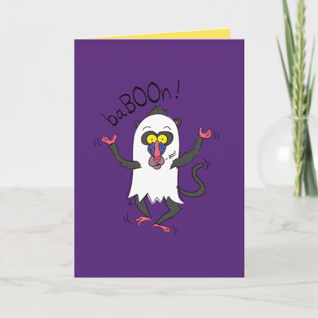 BaBOOn - Carte de vœux drôle de singe Halloween (Devant)
