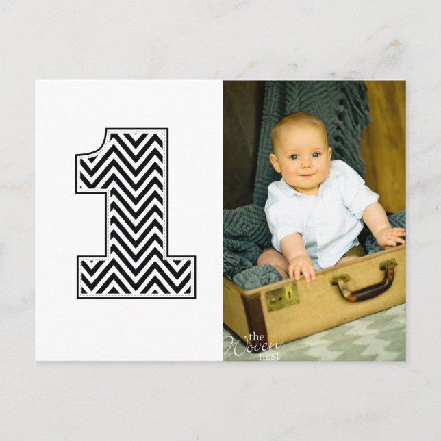 Baby 1er Anniversaire Chevron Merci Carte Postale  (Devant)