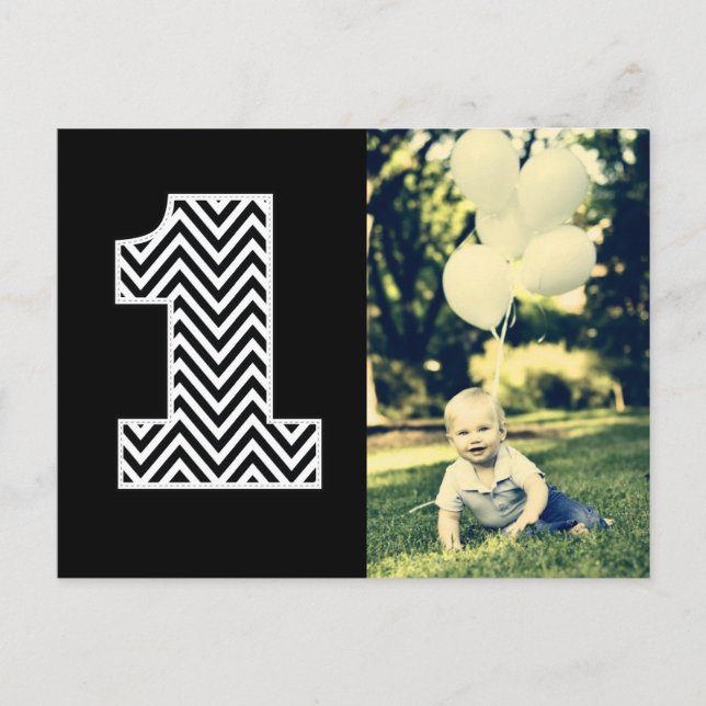 Baby 1er Anniversaire Chevron Merci Carte Postale  (Devant)