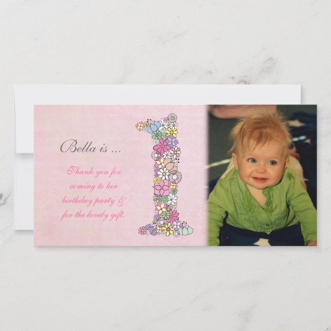 Baby 1er anniversaire Merci Carte photo (Devant)
