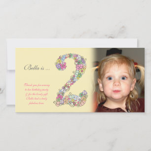 Baby 2e anniversaire Merci Carte photo