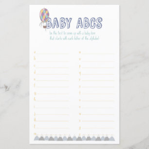 Baby ABC Adventure Baby shower Jeu