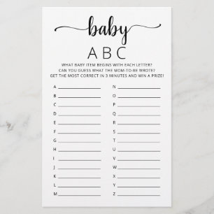 Baby ABC jeu Baby shower partie Alphabet jeu