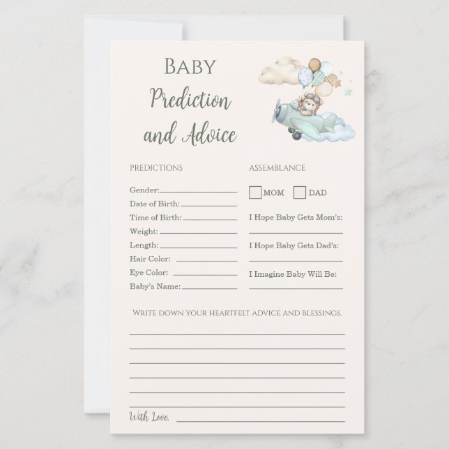 Baby Advice and Predictions Game Can Bearly Wait (Devant)