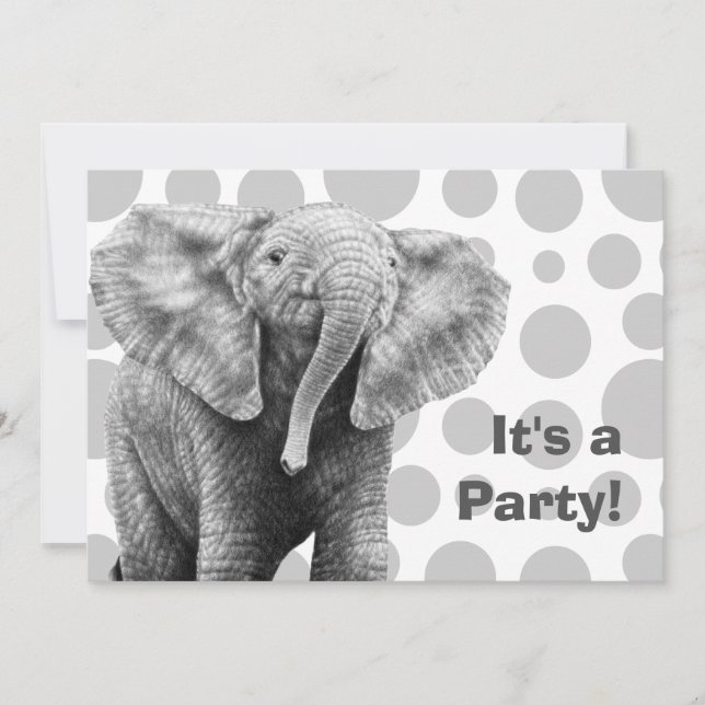 Baby African Elephant Spots Fête Invitation (Devant)