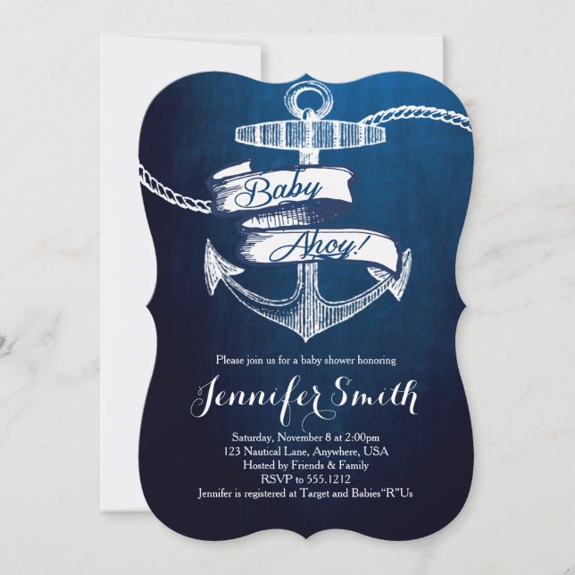 Baby Ahoy Baby shower Invitation (Devant)