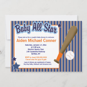 Baby All Stars Baseball et Bat Sports Invitation