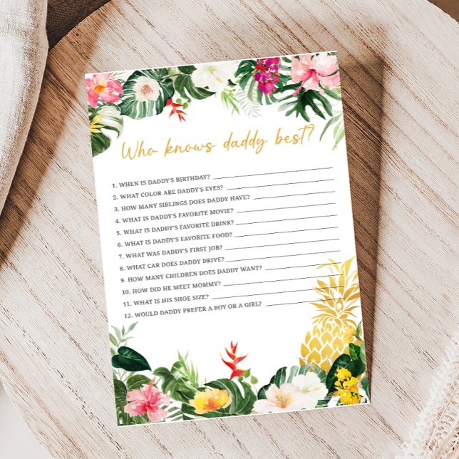 Baby Aloha Jeu de Pluie d'Ananas Qui Connaît Papa (Aloha Baby Shower Game)