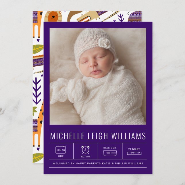 BABY ANNOUNCEMENT Add Your Photo (Devant / Derrière)