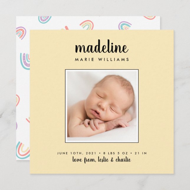 BABY ANNOUNCEMENT Add Your Photo (Devant / Derrière)