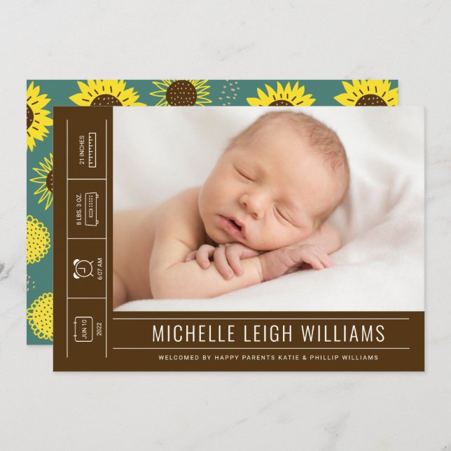 BABY ANNOUNCEMENT Add Your Photo (Devant / Derrière)