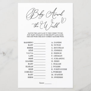 Baby Around the World Minimalist Baby shower Jeu