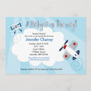 BABY AVIATOR Avion 5x7 Baby shower Invitation